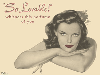 So Lovable!, red lips, old ads, blue eyes, kelliana, so lovable, woman HD wallpaper