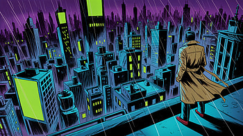 Rooftop Sentinel — City Night, city night, cityscape, cyberpunk, rooftop, rain HD wallpaper