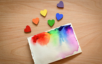 Colors of Love, hearts, colors, rainbow, watercolors HD wallpaper