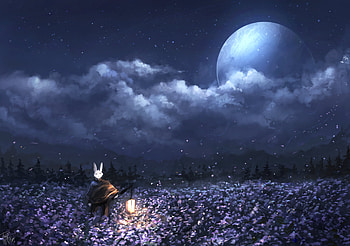 The Everlasting Night Of Farmer, rabbit, artist, artwork, digital-art, deviantart HD wallpaper