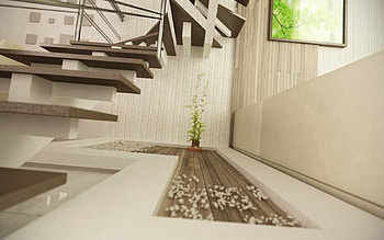 Art, Plant, Miscellanea, Miscellaneous, Ladder, Stairs, Room, Decor, Steps, Render HD wallpaper