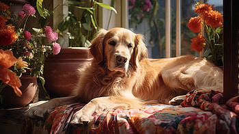 Golden Retriever Basking in Sunlight, dog, Animal, golden retriever HD wallpaper