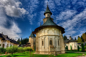 Monastery from Bucovina, Romania, trees, building, grass, sky HD wallpaper