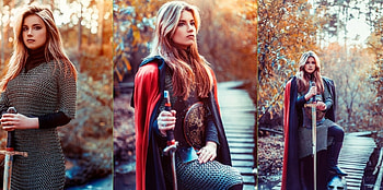 Lady Warrior, sword, woman, collages, warrior HD wallpaper