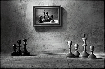 WAR AND PEACE, bw, chess figures, symbols, phtography HD wallpaper