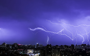 Sky, , Lightning, Building, Light, Night HD wallpaper