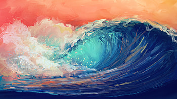 wave, sea, artistic, painting HD wallpaper