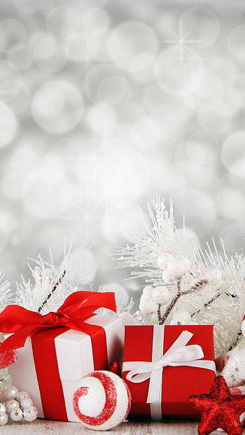 Festive holiday decorations, Christmas joy, Gift box magic, White winter wonderland HD phone wallpaper