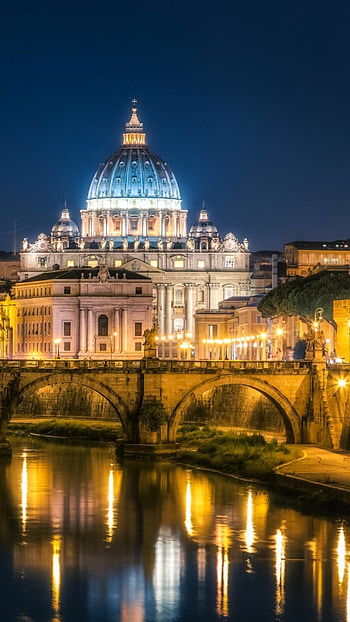 St Angelo Bridge, Italian tourism, Architectural marvel, Serene backdrop HD phone wallpaper