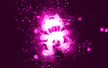 Monstercat purple logo, , canadian DJs, purple neon lights, creative, purple abstract background, Monstercat logo, music stars, Monstercat HD wallpaper