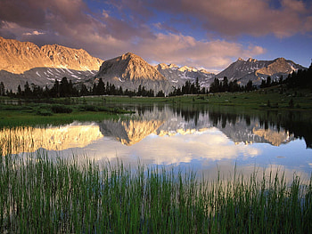 Nature, Water, Grass, Mountains, Shadow, Morning, Sunlight HD wallpaper