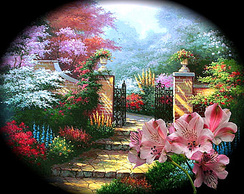When winter has passed, color, plants, trees, flowers, spring, beauty, walkway HD wallpaper