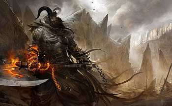 Dark Knight, chain, knight, fire, dark, warrior HD wallpaper