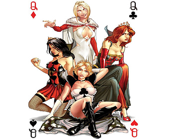 Four Queens, Queens, spades, clubs, hearts, Diamonds HD wallpaper