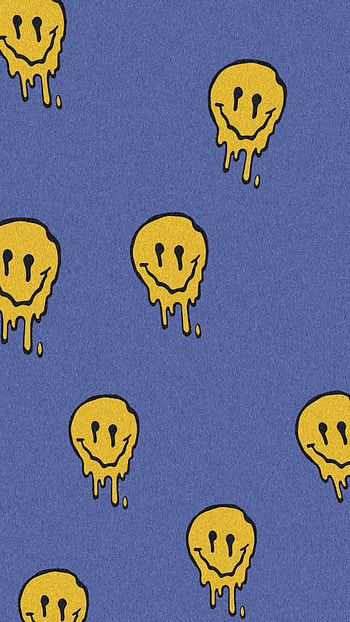 Circle smile face drip, drippy, original, vintage, yellow, yello, smiley HD phone wallpaper