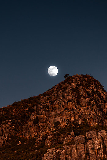 Nature, Mountains, Night, Moon, Rocks, Full Moon HD phone wallpaper