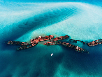 Beach, boats, aerial view HD wallpaper