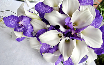 Floral Design, purple, white, bouquet, beautiful, flowers, lilies, lovely HD wallpaper