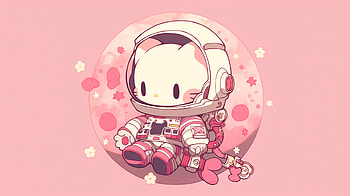 Astronaut Hello Kitty, Hello Kitty, sanrio, cute, astronaut, pink HD wallpaper
