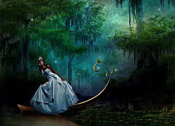 Princess And The Frog, story, boat, bayou, swamp, girl, frog, princess HD wallpaper