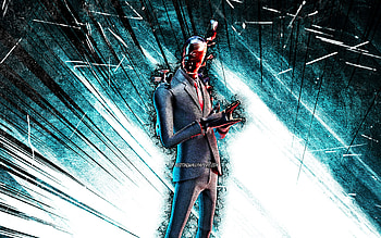 Goopy Chaos Agent, grunge art, Fortnite Battle Royale, Fortnite characters, blue abstract rays, Goopy Chaos Agent Skin, Fortnite, Goopy Chaos Agent Fortnite HD wallpaper