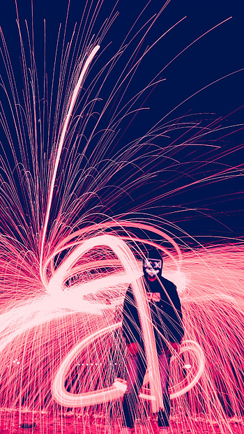 Sparks, Miscellanea, Miscellaneous, Neon, zelight, Mask, Human, Person HD phone wallpaper