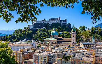 Salzburg Austria, Summer, Salzburg Cathedral, Festungsberg Hohensalzburg Castle HD wallpaper