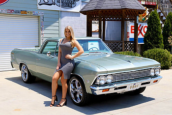 1966 Chevy El Camino 400 Small Block and Girl, Chevy, El Camino, Car, Small, Truck, Girl, Old-Timer, 400, Muscle, Block HD wallpaper
