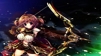 Beauty Girl and Her Bow, Pixiv Fantasia, Bow, Beauty, Wall, Colour, BG, Anime, Girl, New, SdakiGake HD wallpaper
