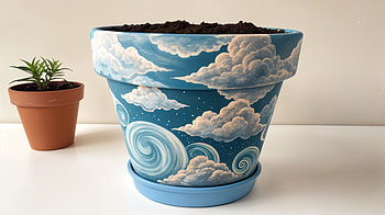 Flower Pot with Dreamy Cloud Art, cloud, sky HD wallpaper