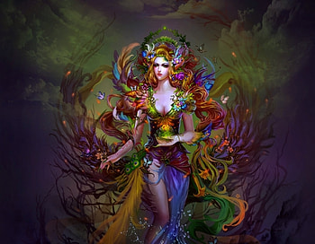 Fantasy girl, blue, fantasy, green, girl, luminos HD wallpaper