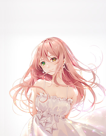 Cute, anime girl, colored eyes, minimal HD phone wallpaper