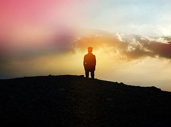Clouds, Silhouette, Miscellanea, Miscellaneous, Human, Person HD wallpaper