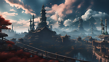 Red Bush, landscape, AI Art, Final Fantasy VII Rebirth HD wallpaper