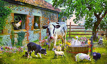 country leaving, chicken, cows, country, sheeps HD wallpaper