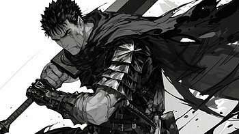 Guts Berserk Anime - Monochrome Manga Art, Anime, Berserk, Guts (Berserk), manga HD wallpaper