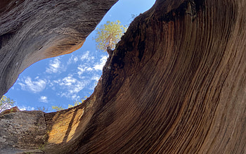 This is near the end of Echo Canyon, in Zion National Park, Utah, clouds, sky, mountains, rocks, usa HD wallpaper