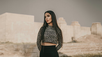 Girl Cheetah Dress, girls, model HD wallpaper