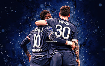 Neymar & Messi, paris saint germain, soccer, lionel messi, psg, neymar jr, football, neymar and messi HD wallpaper