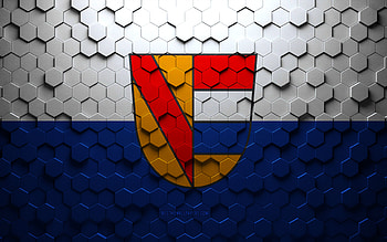 Flag of Pforzheim, honeycomb art, Pforzheim hexagons flag, Pforzheim, 3d hexagons art, Pforzheim flag HD wallpaper