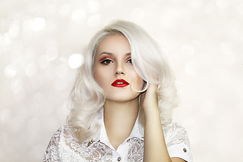 White hair, beautiful, woman, makeup HD wallpaper
