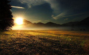 Landscape, Sunset, Fields, Sun HD wallpaper