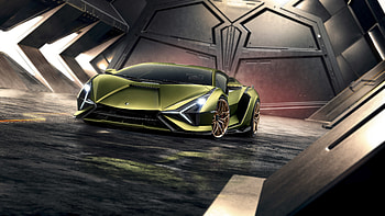 Greenish Lamborghini Sian, sportcar, 2019 HD wallpaper