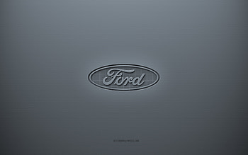 Ford logo, gray creative background, Ford emblem, gray paper texture, Ford, gray background, Ford 3d logo HD wallpaper