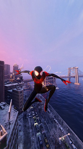 Spider-man, sky, art, city, superhero HD phone wallpaper