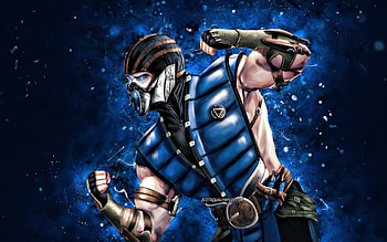 Sub-Zero MKX, , blue neon lights, MK10, Mortal Kombat X, creative, Mortal Kombat, Sub-Zero Mortal Kombat, MKX, Sub-Zero HD wallpaper