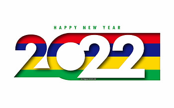 Happy New Year 2022 Mauritius, white background, Mauritius 2022, Mauritius 2022 New Year, 2022 concepts, Mauritius, Flag of Mauritius HD wallpaper