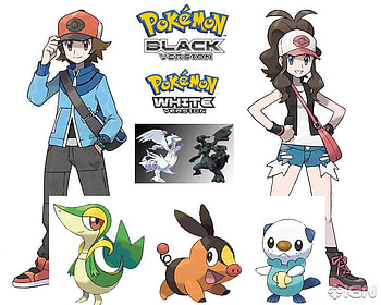 Journey To See All POKEMON!, white, custom, black, zekrom, oshawott, girl, reshirom, boy, tepig, snivy, pokemon HD wallpaper