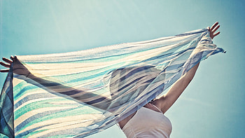 Miscellanea, Miscellaneous, Cloth, Striped, Girl, Wind HD wallpaper