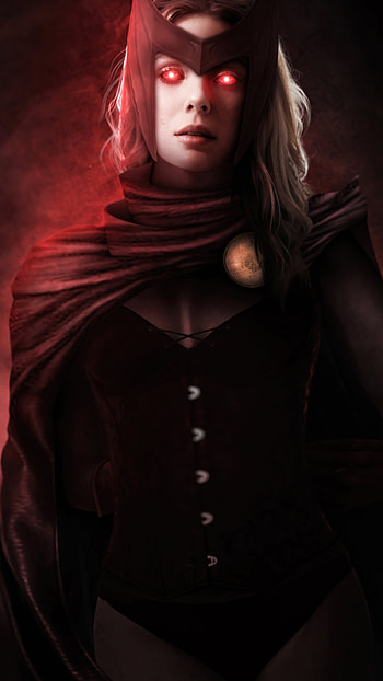 Scarlet Witch, Glowing red eyes, Sony Xperia HD phone wallpaper
